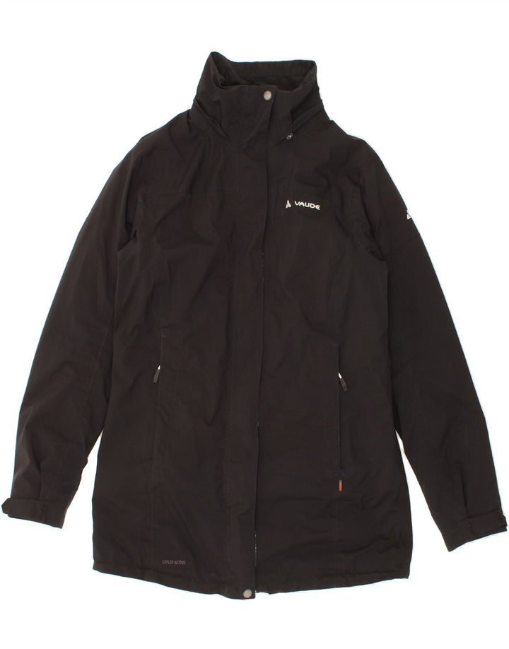VAUDE Womens Windbreaker Coat UK 14 Medium Black Polyester Vintage Vaude and Second-Hand Vaude from Messina Hembry 