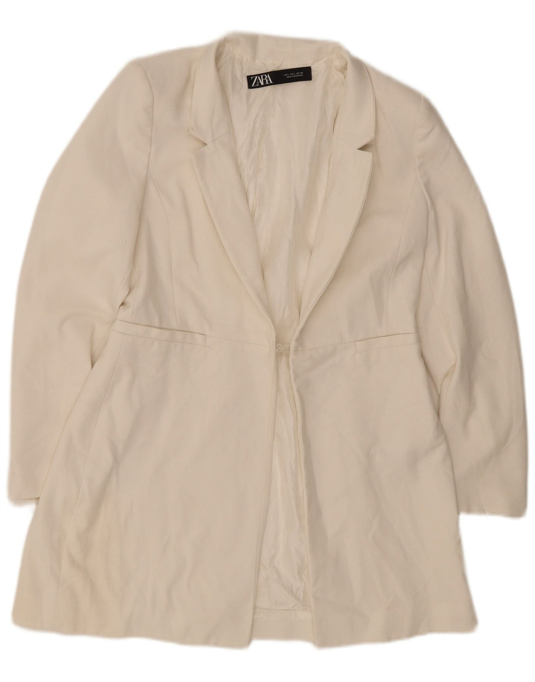 Soprabito da donna Zara UK 16 grande acetato bianco sporco