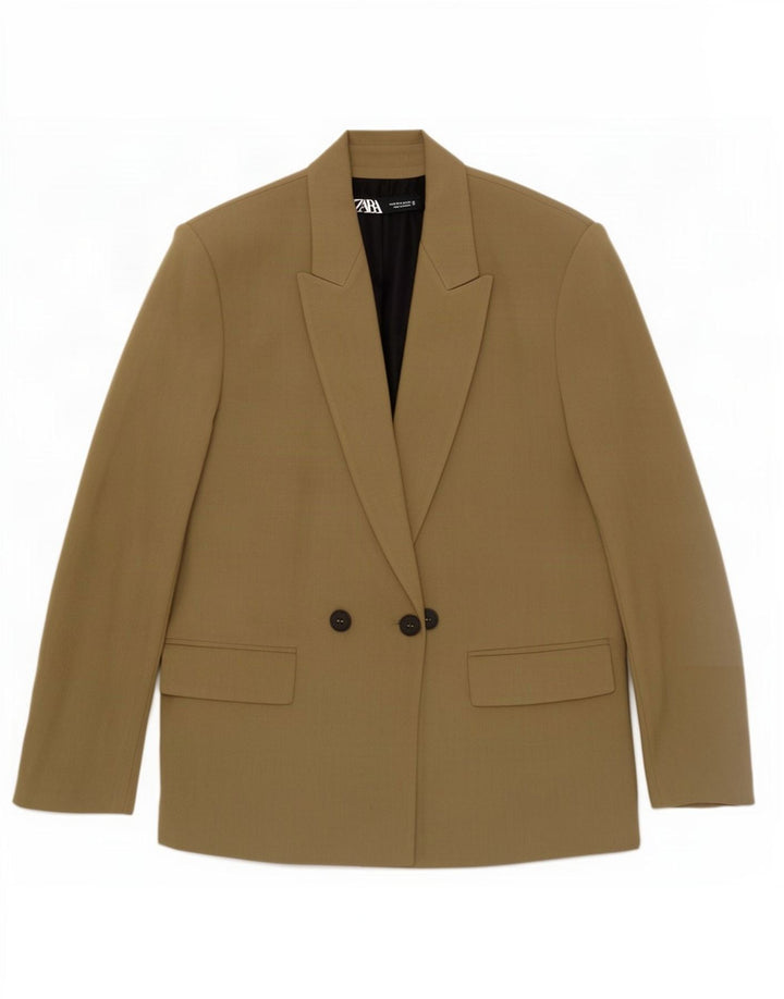 Giacca blazer doppiopetto da donna Zara UK 14 poliestere verde medio