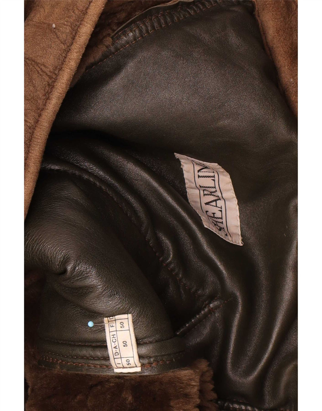 Giubbotto in shearling vintage da uomo IT 50 grande marrone