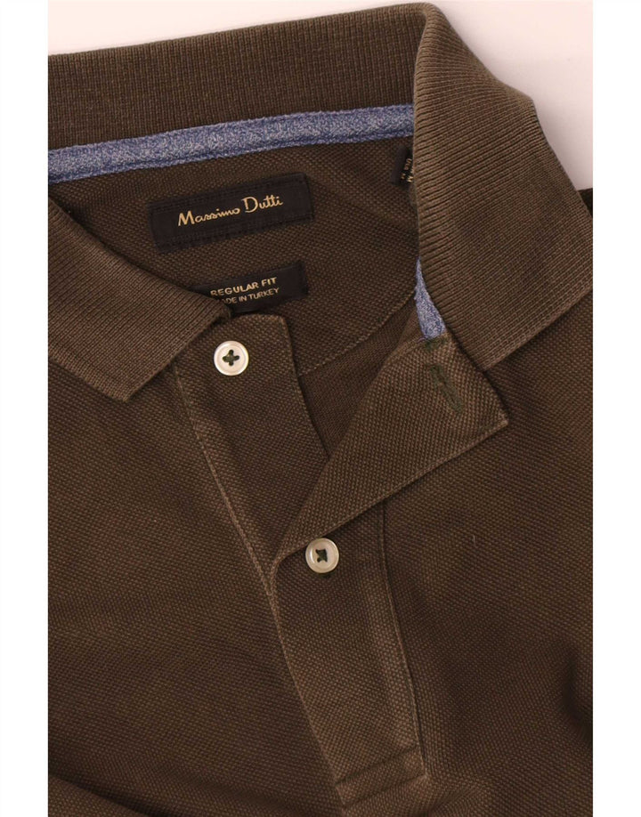 Polo da uomo vestibilità regolare Massimo Dutti in cotone kaki medio