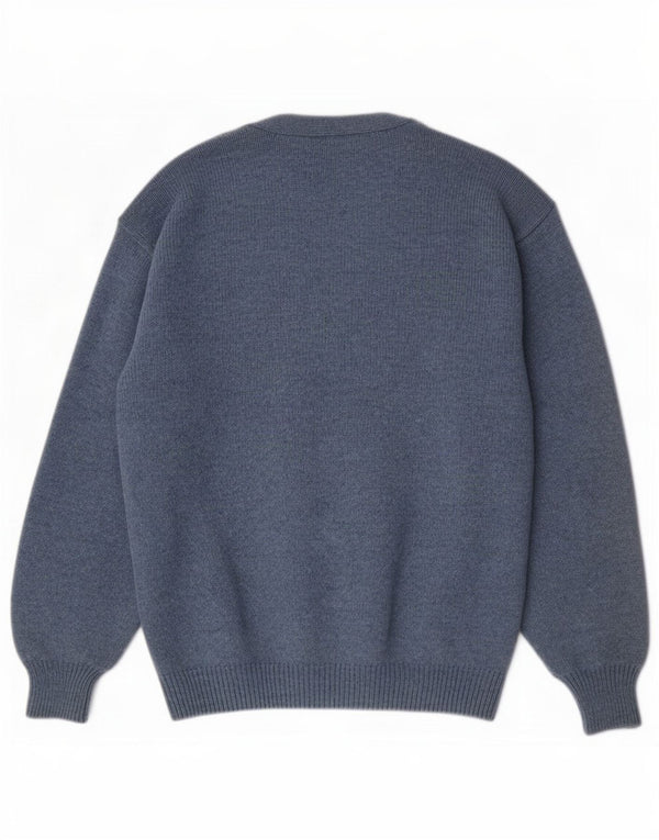 Maglione cardigan da uomo vintage grande blu a rombi/diamante