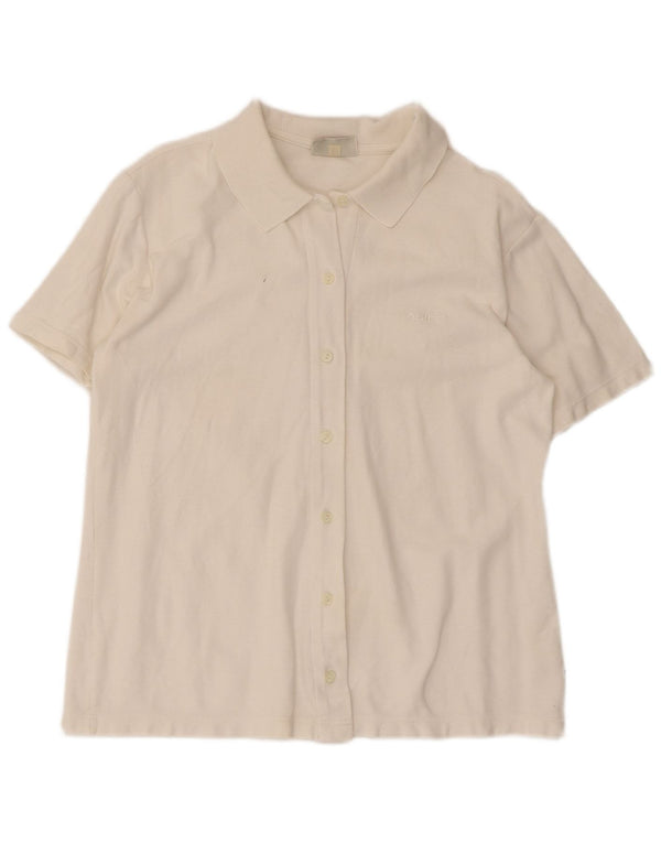 Camicia a maniche corte da donna Asics UK 16 grande cotone bianco