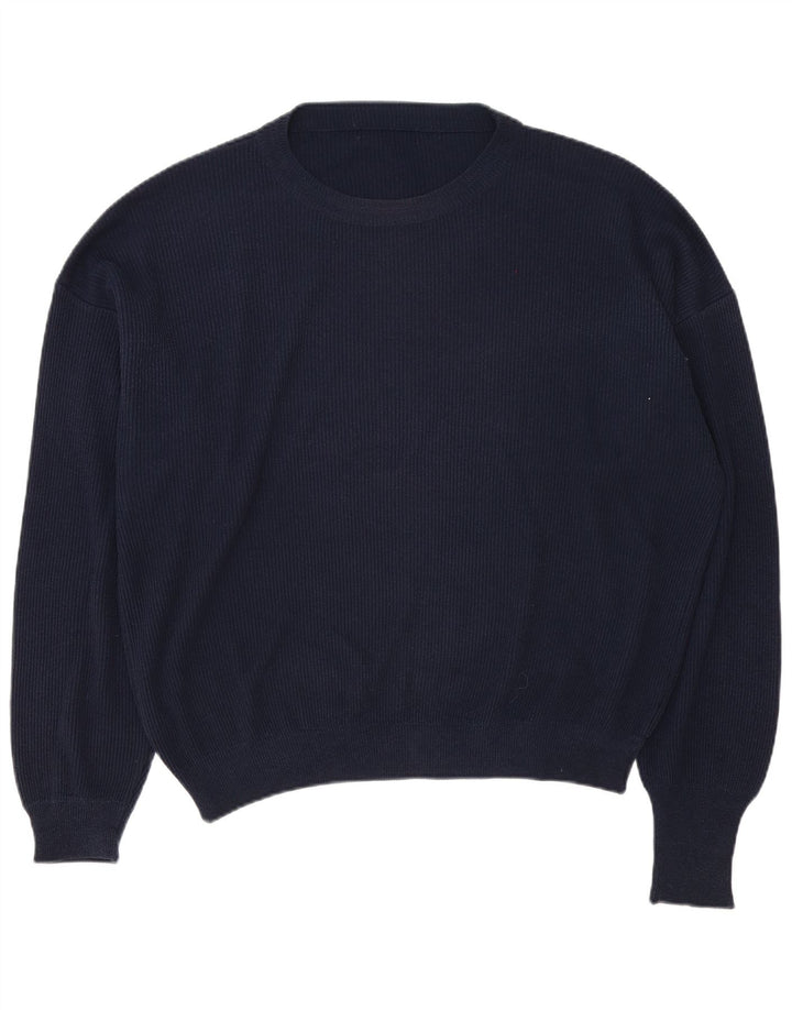 Maglione vintage da uomo con scollo a barca XL blu navy