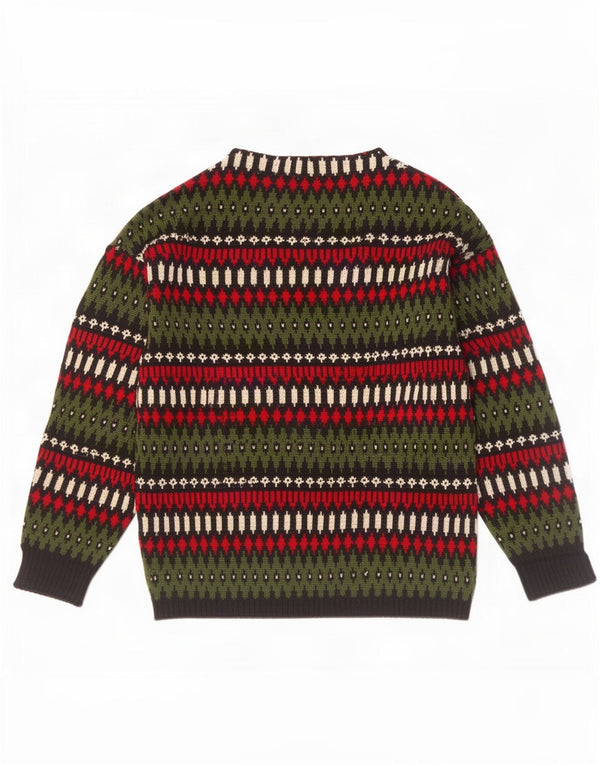 Geyer Maglione da uomo con scollo a barca IT 46 Small Green Fair Isle