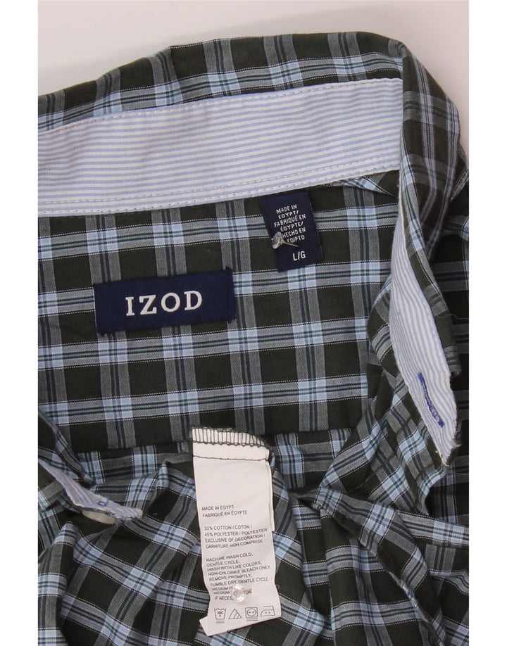 Camicia da uomo IZOD grande in cotone a quadretti kaki