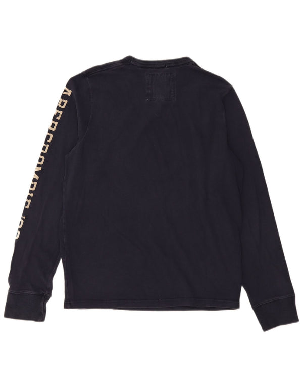 Abercrombie & Fitch Top con grafica muscolare da uomo a maniche lunghe XL in cotone blu navy