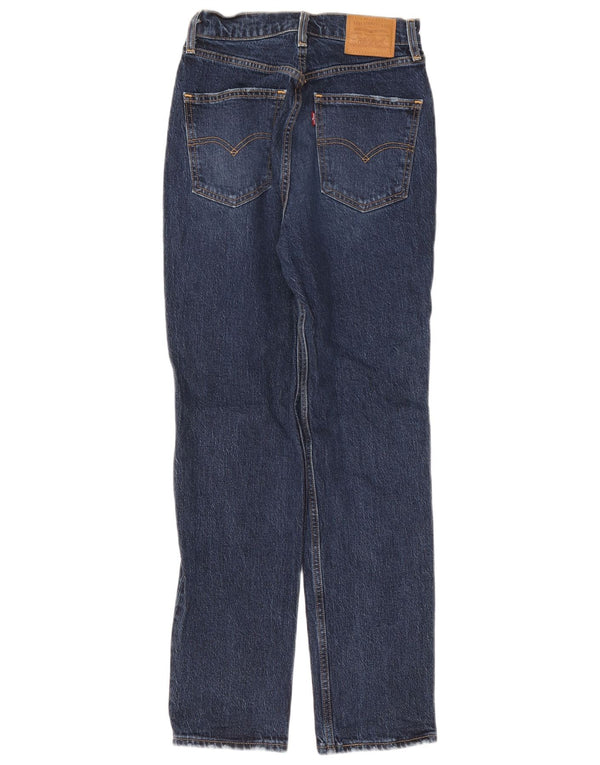 Jeans dritti slim a vita alta da donna Levi's W25 L29 cotone blu navy