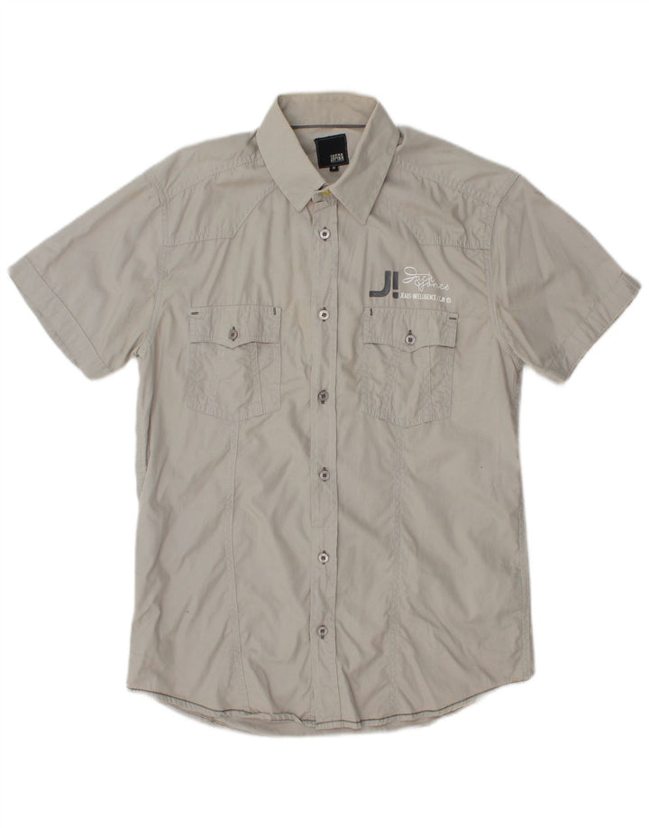 JACK & JONES Camicia a maniche corte da uomo in cotone grigio medio