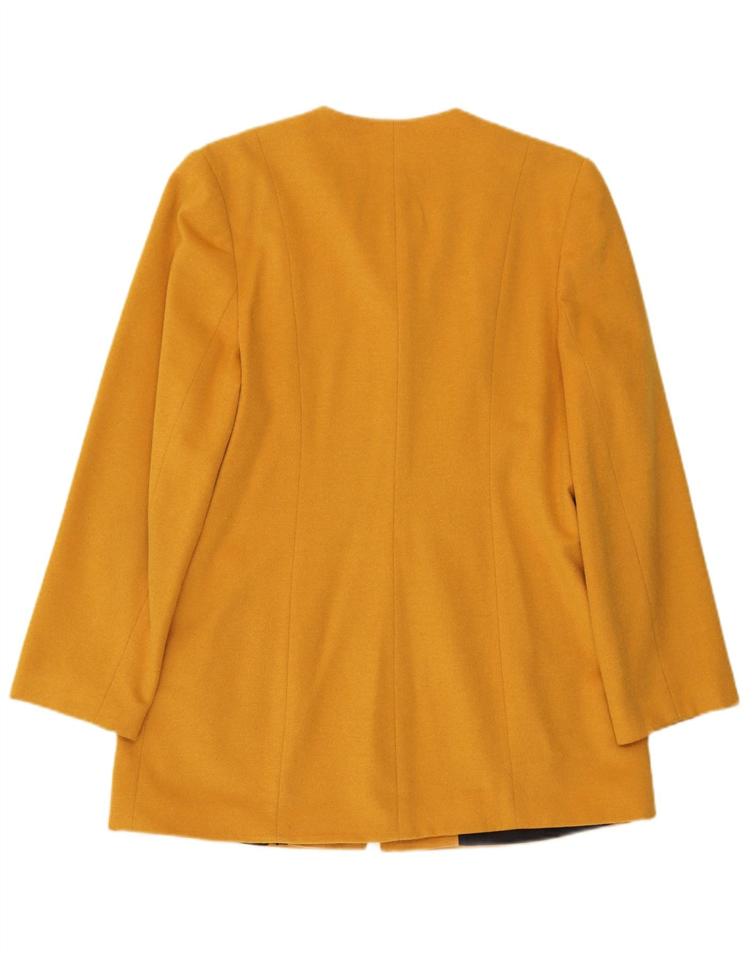 VINTAGE Womens Longline Blazer Jacket EU 42 Large Yellow Wool