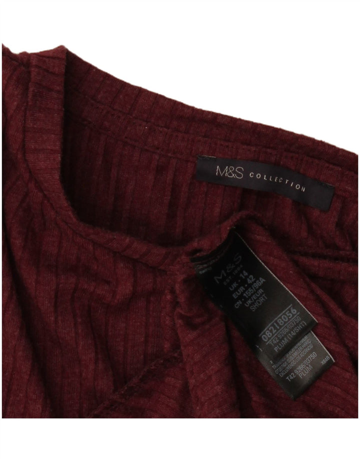 Abito maglione a maniche lunghe da donna Marks & Spencer UK 14 Bordeaux medio