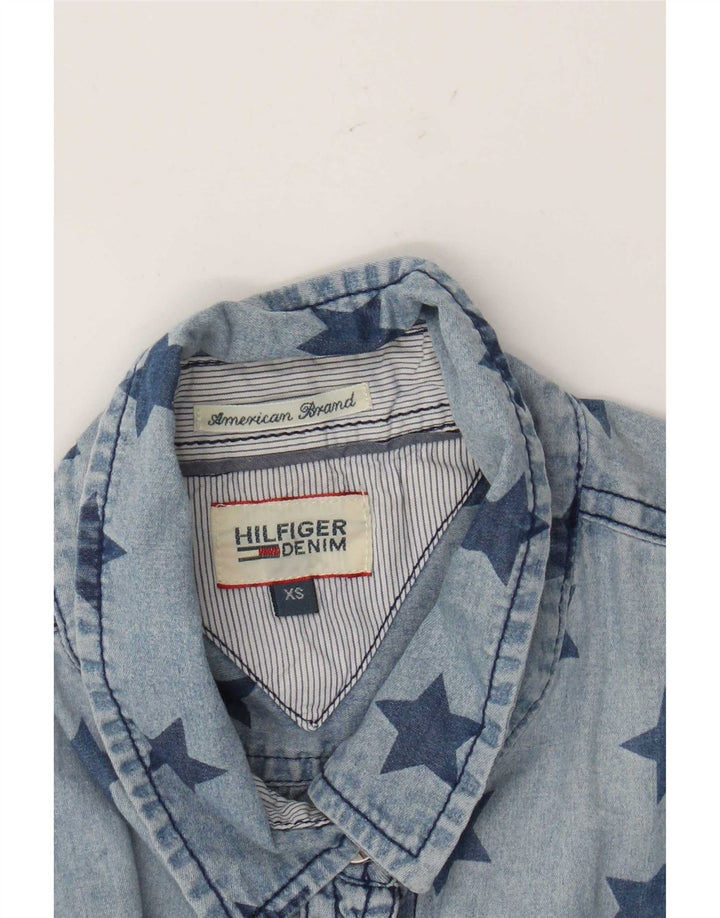 Camicia in denim con motivo astratto da donna Tommy Hilfiger UK 6 XS Blu