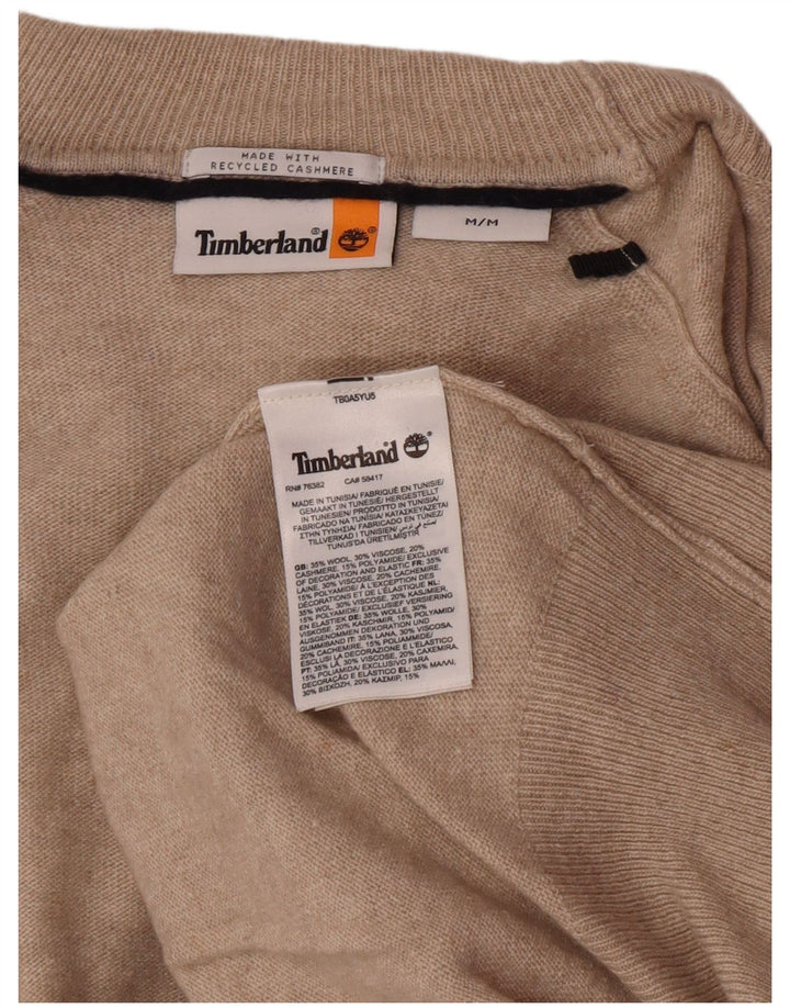 Maglione maglione collo alto da uomo Timberland in lana beige medio