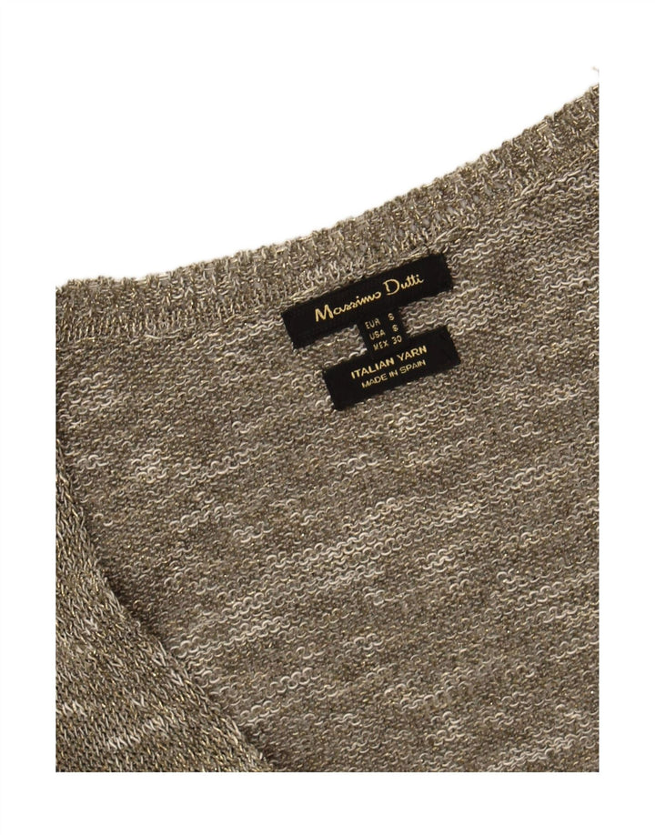 MASSIMO DUTTI Womens V-Neck Jumper Sweater UK 10 Small Grey Flecked