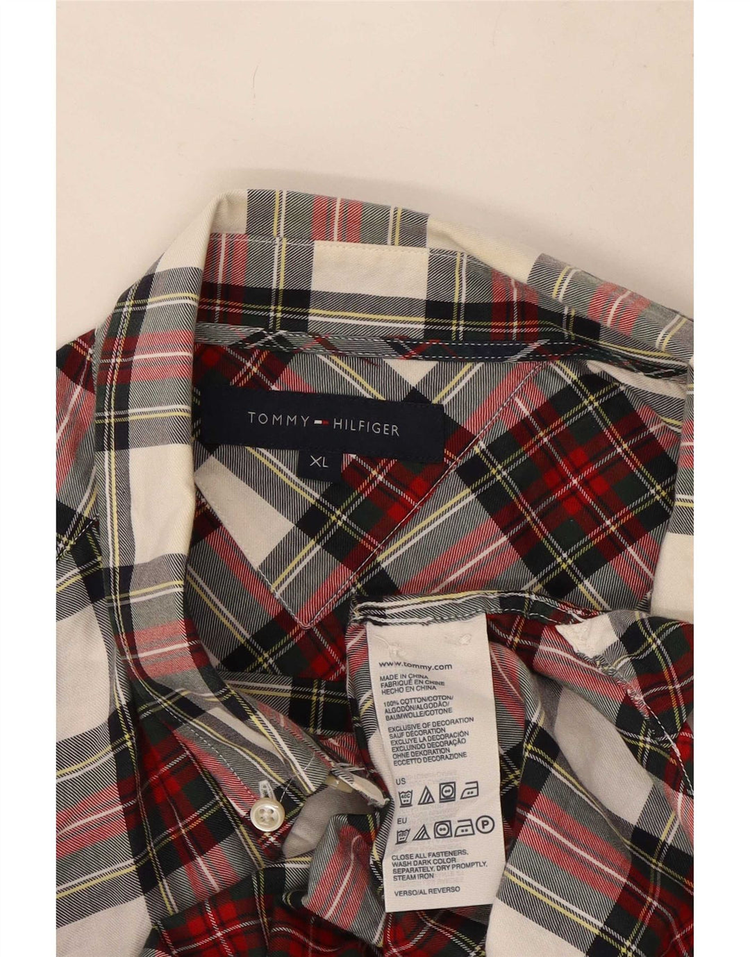 Tommy Hilfiger Uomo Camicia di flanella XL Rosso a quadri in cotone