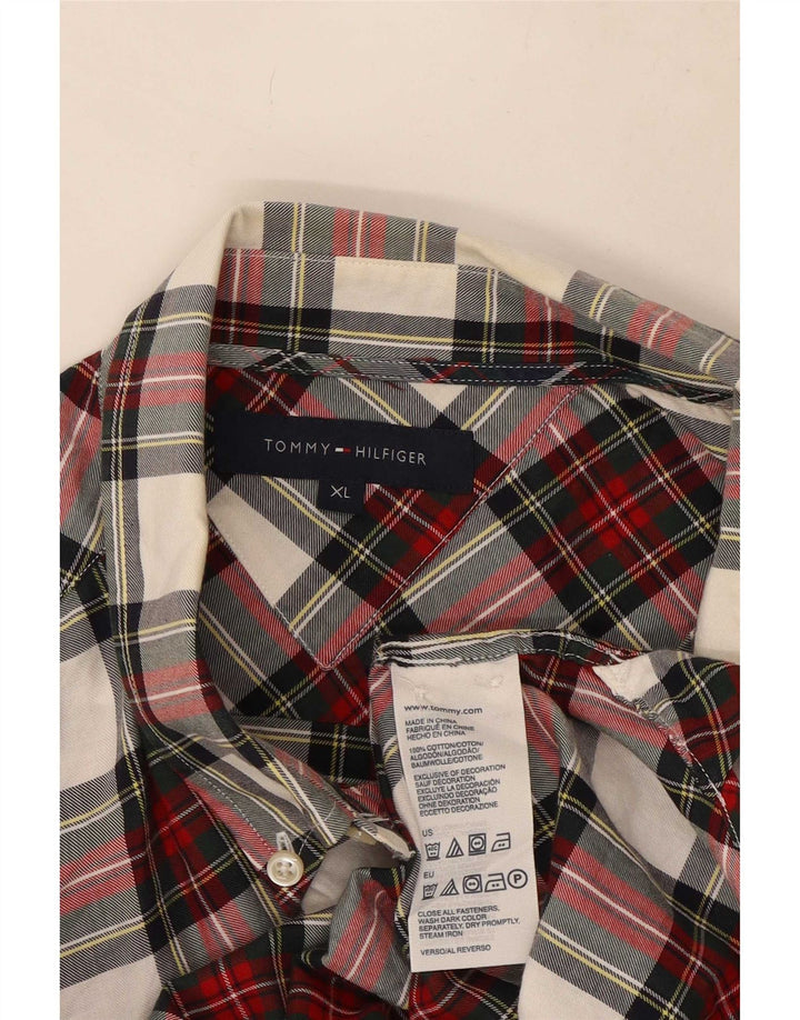 Tommy Hilfiger Uomo Camicia di flanella XL Rosso a quadri in cotone
