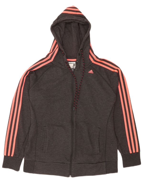 Maglione con cappuccio e zip Adidas Climalite da donna UK 16/18 Grande poliestere grigio