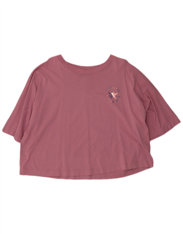 Converse T-shirt oversize da donna Top UK 10 Small Rosa Cotone