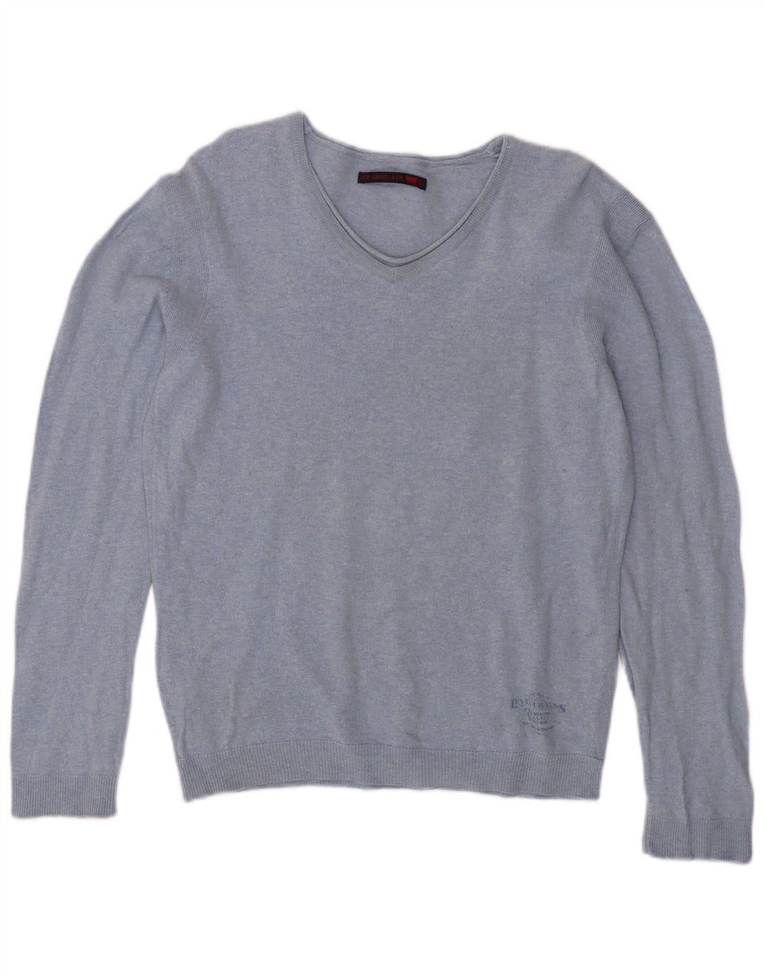 Maglione maglione con scollo a V da donna Levi's UK 16 grande cotone blu