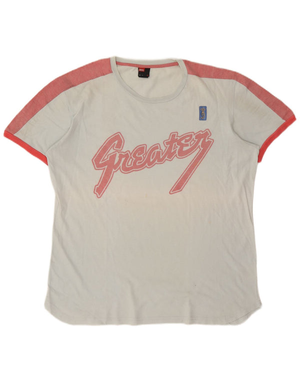 DIESEL T-shirt grafica da donna Top UK 18 XL Cotone color block blu