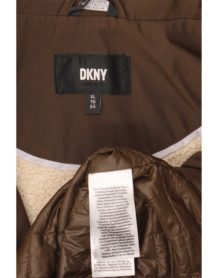 Soprabito Sherpa da donna Dkny UK 18 XL poliestere marrone