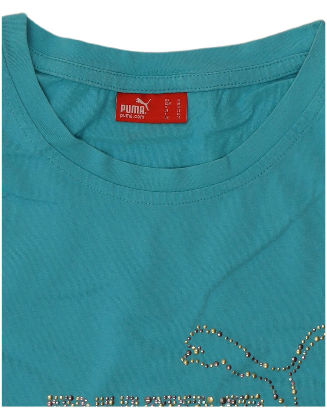 T-shirt grafica da donna Puma UK 12 blu medio