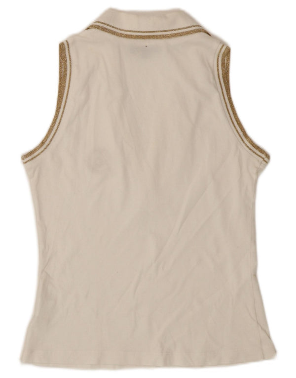 Polo senza maniche da donna Luisa Spagnoli UK 12 cotone bianco medio
