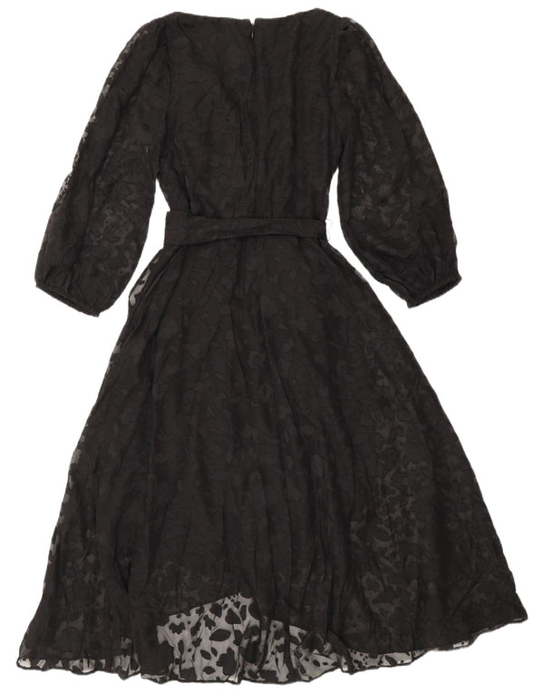 Abito lungo Dkny da donna con maniche a 3/4 US 2 XS poliestere floreale nero