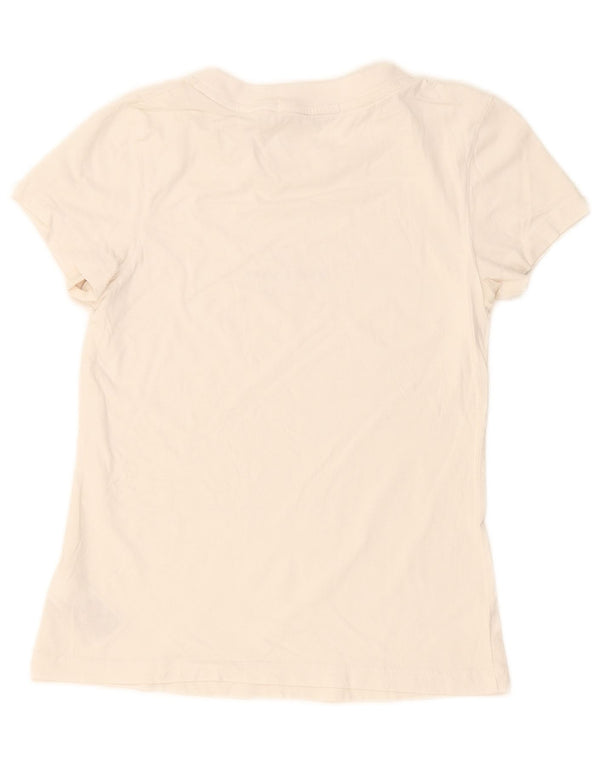Calvin Klein Jeans T-shirt grafica da donna Top UK 10 Small Cotone bianco