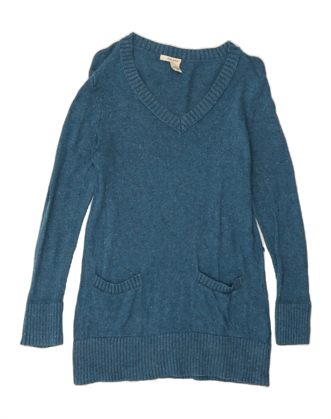 DKNY Womens Longline V-Neck Jumper Sweater UK 12 Medium Blue Flecked Vintage Dkny and Second-Hand Dkny from Messina Hembry 