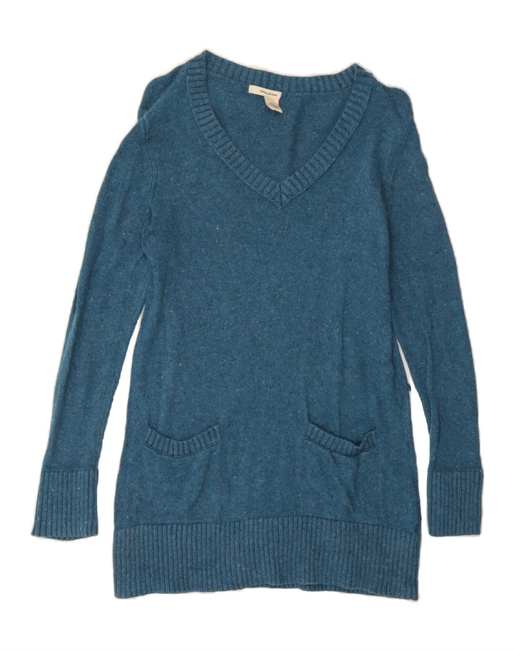 DKNY Womens Longline V-Neck Jumper Sweater UK 12 Medium Blue Flecked Vintage Dkny and Second-Hand Dkny from Messina Hembry 