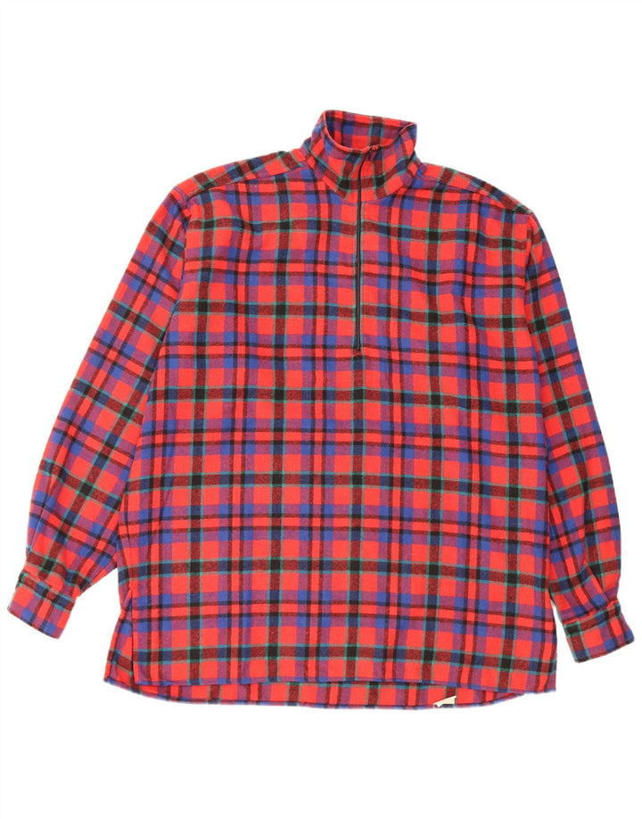 Camicia vintage da uomo in flanella pullover grande poliestere a quadri rossi