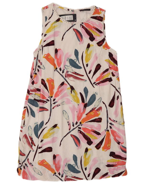 Abito a trapezio senza maniche da donna Marks & Spencer UK 16 Grande motivo floreale bianco