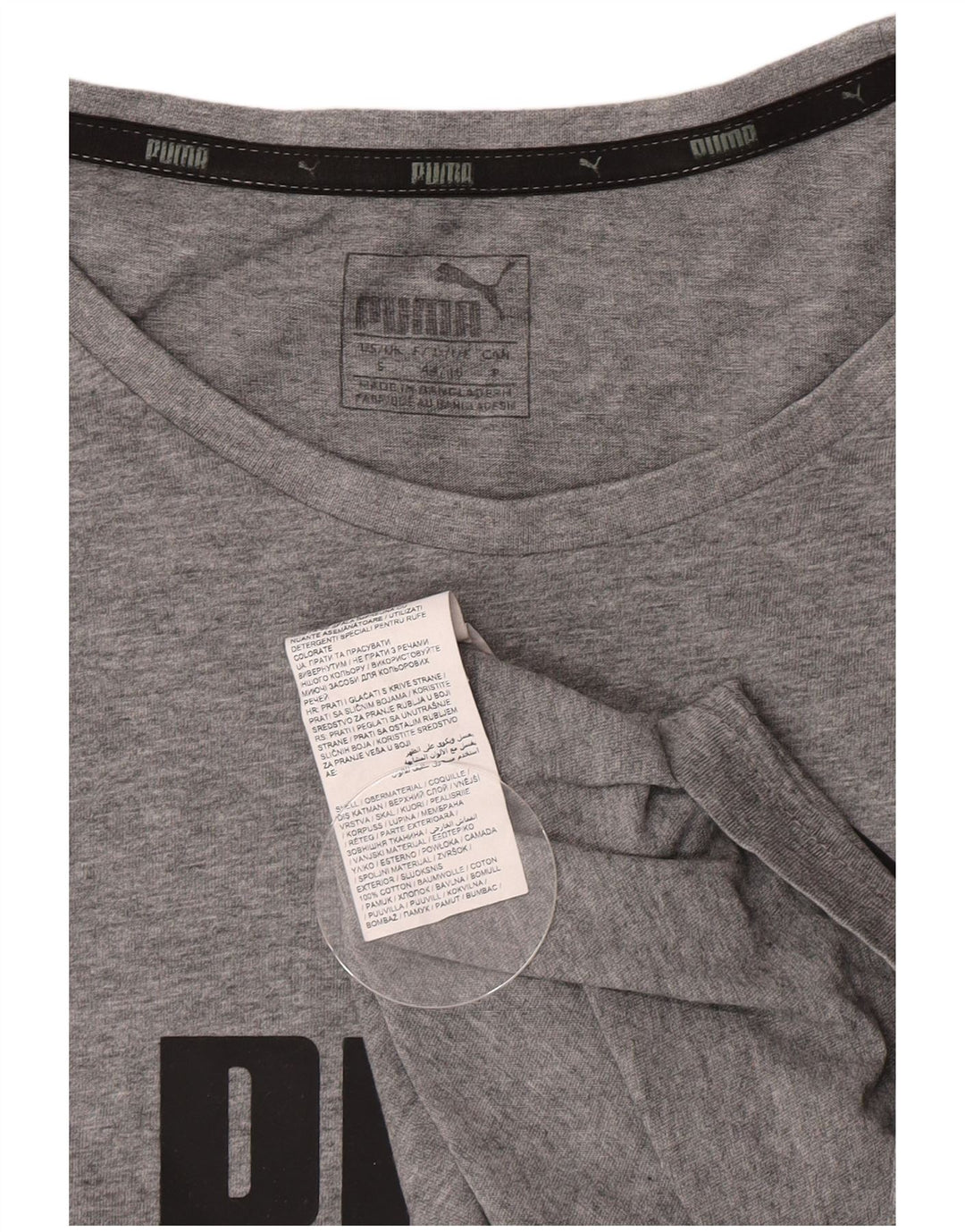 T-shirt grafica da uomo Puma Top Small in cotone grigio