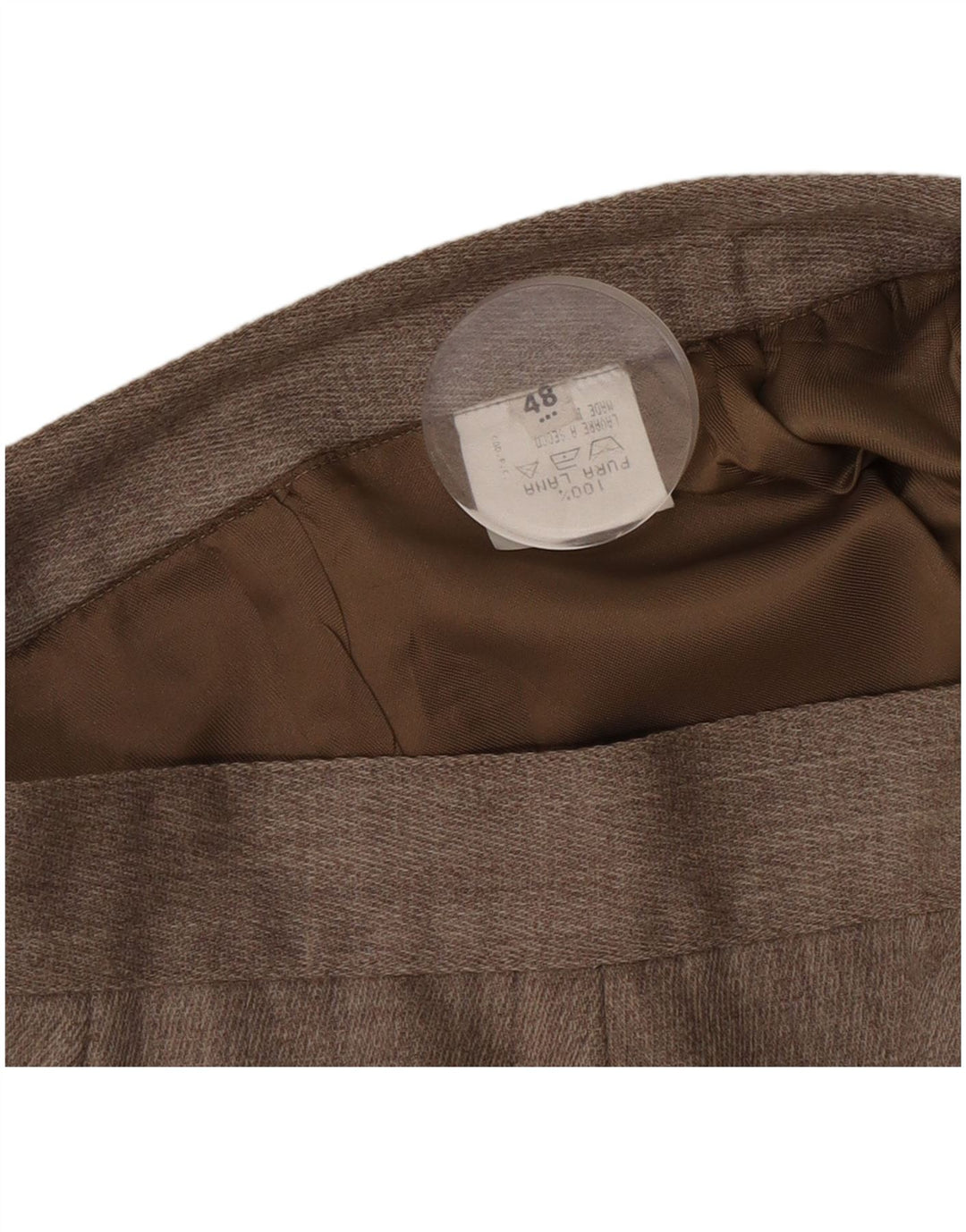 Mini gonna a portafoglio vintage da donna W28 in lana marrone medio