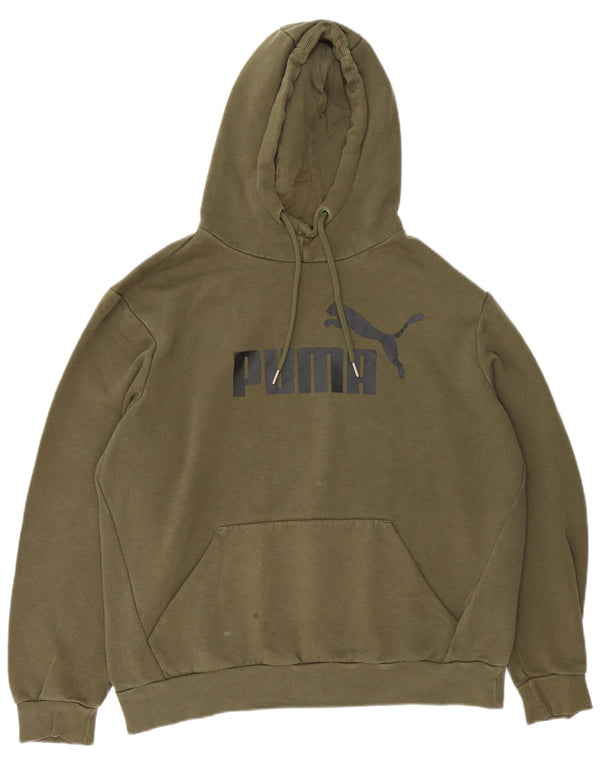 Felpa con cappuccio grafica da uomo Puma grande in cotone verde
