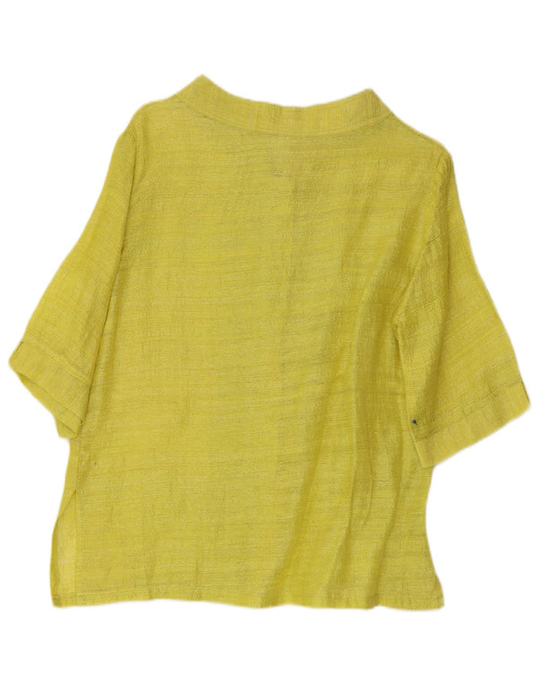 Camicetta camicia vintage da donna con maniche a 3/4 EU 40 a righe gialle medie