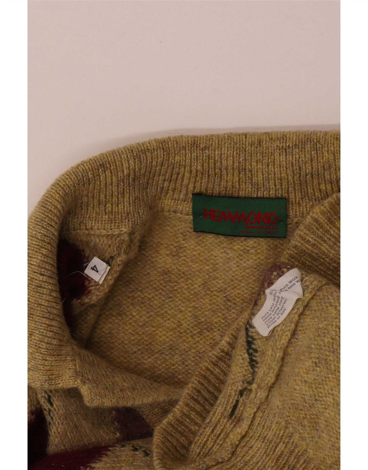Maglione da uomo Hemmond con collo alto, giallo medio, a rombi/diamante