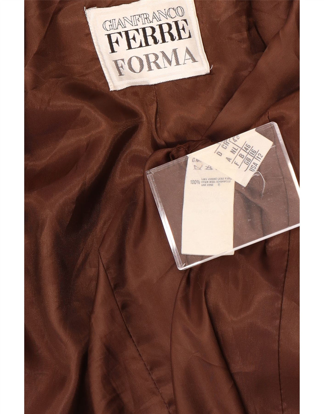 GIANFRANCO FERRE Giacca blazer da donna a 3 bottoni UK 16 grande lana marrone