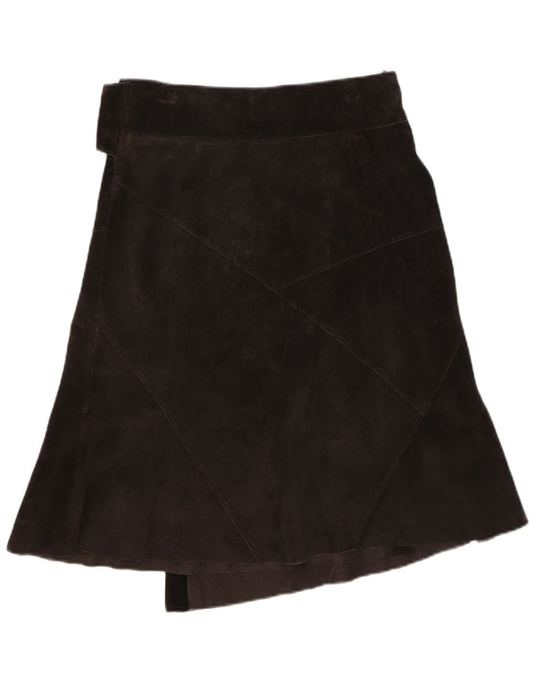 Gonna avvolgente in pelle da donna vintage EU 36 piccola W30 marrone