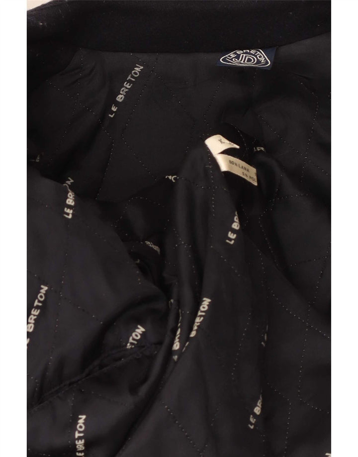 Cappotto da marinaio doppiopetto vintage da donna UK 14 medio in lana blu navy