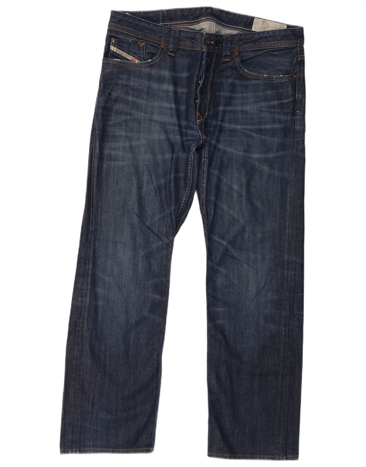 Jeans dritti regolari da uomo Diesel Larkee W36 L30 cotone blu navy