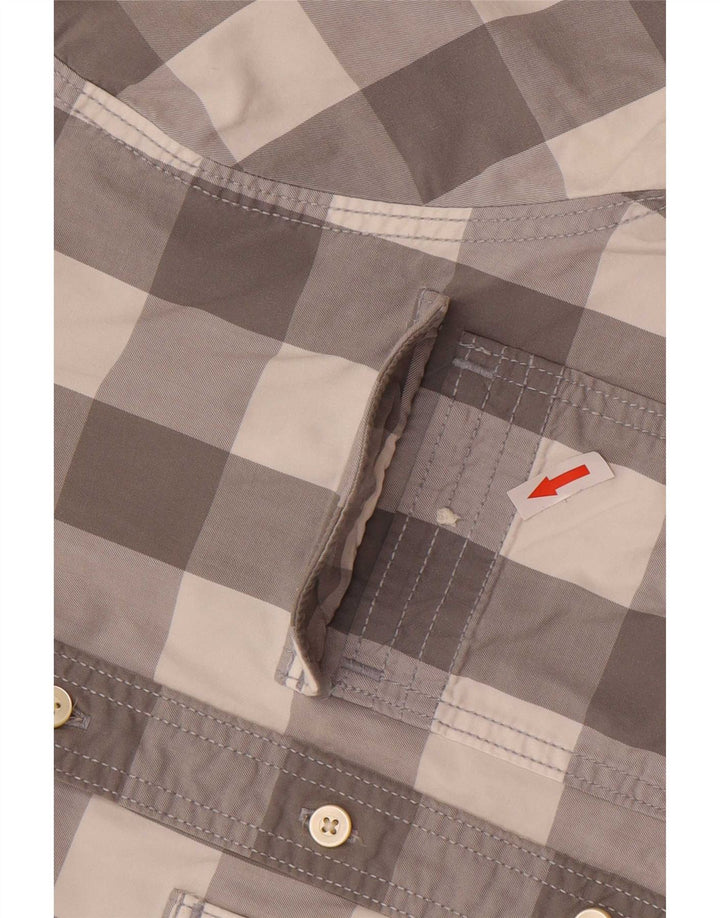 Camicia a maniche corte da uomo Abercrombie & Fitch piccola in cotone a quadri grigi