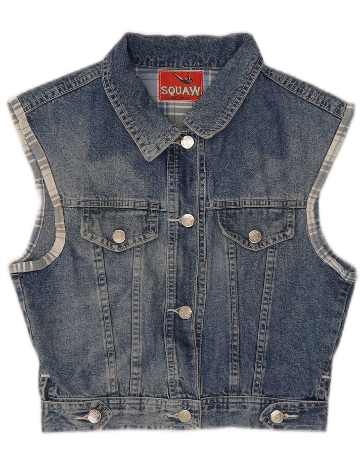 Gilet in denim corto da donna Squaw UK 12 Cotone blu medio