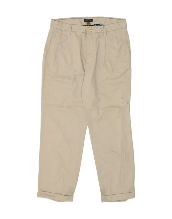 NAUTICA Mens Rigger Pegged Chino Trousers W34 L30 Beige Cotton