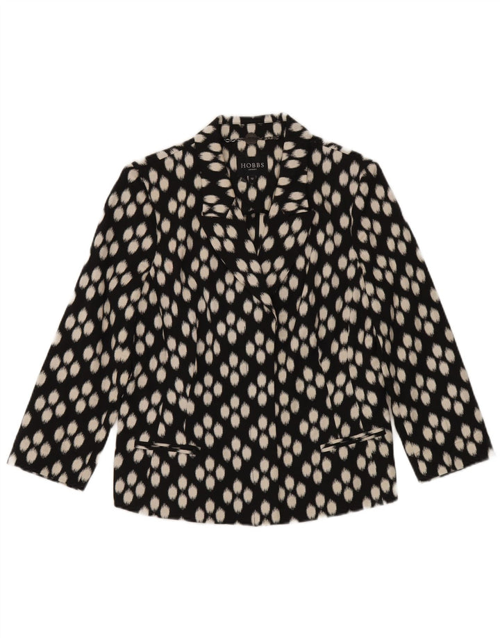 Giacca blazer aperta da donna con maniche a 3/4 Hobbs UK 12 media nera maculata