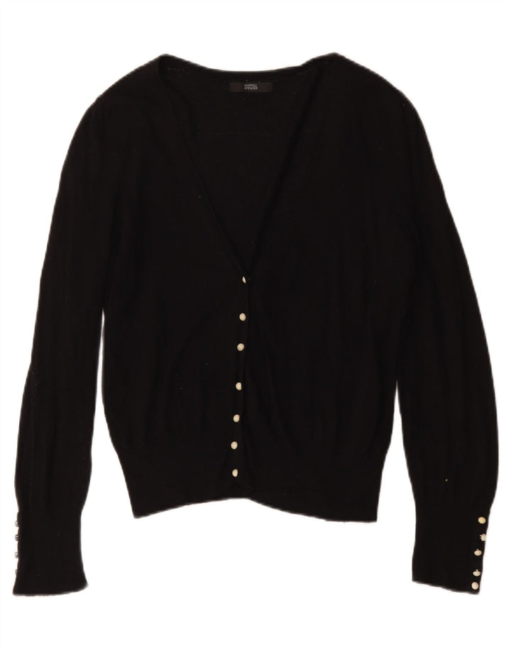 Maglione cardigan da donna Marks & Spencer UK 12 viscosa nera media
