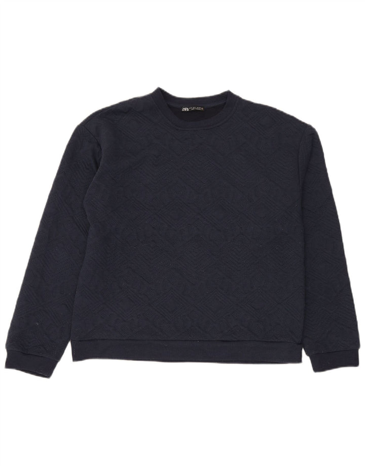 Zara Uomo Felpa Maglione Piccolo Blu Navy Argyle/Diamante