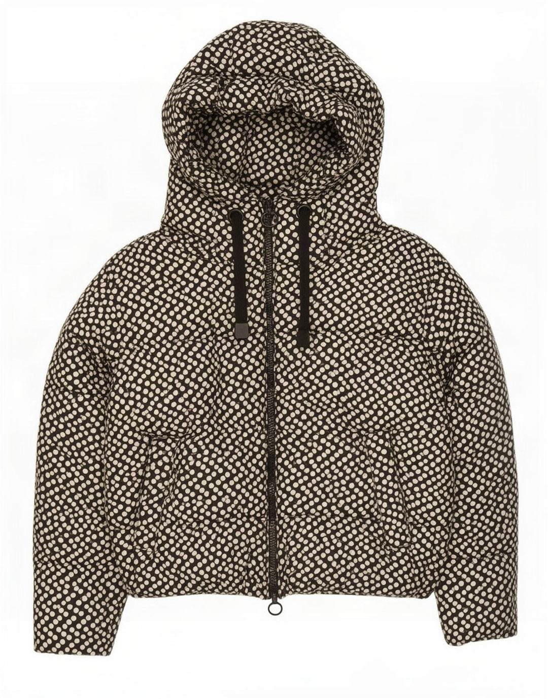 Giacca imbottita oversize con cappuccio da donna Zara UK 10 piccola a pois neri