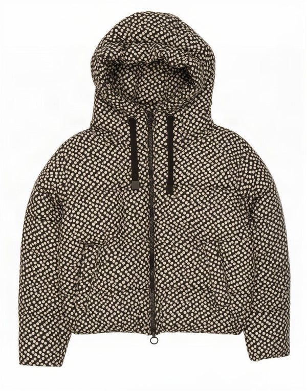 Giacca imbottita oversize con cappuccio da donna Zara UK 10 piccola a pois neri